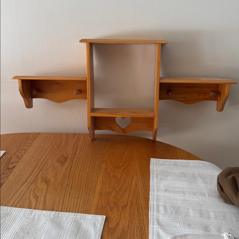 Wooden Wall Shelf with Heart Design